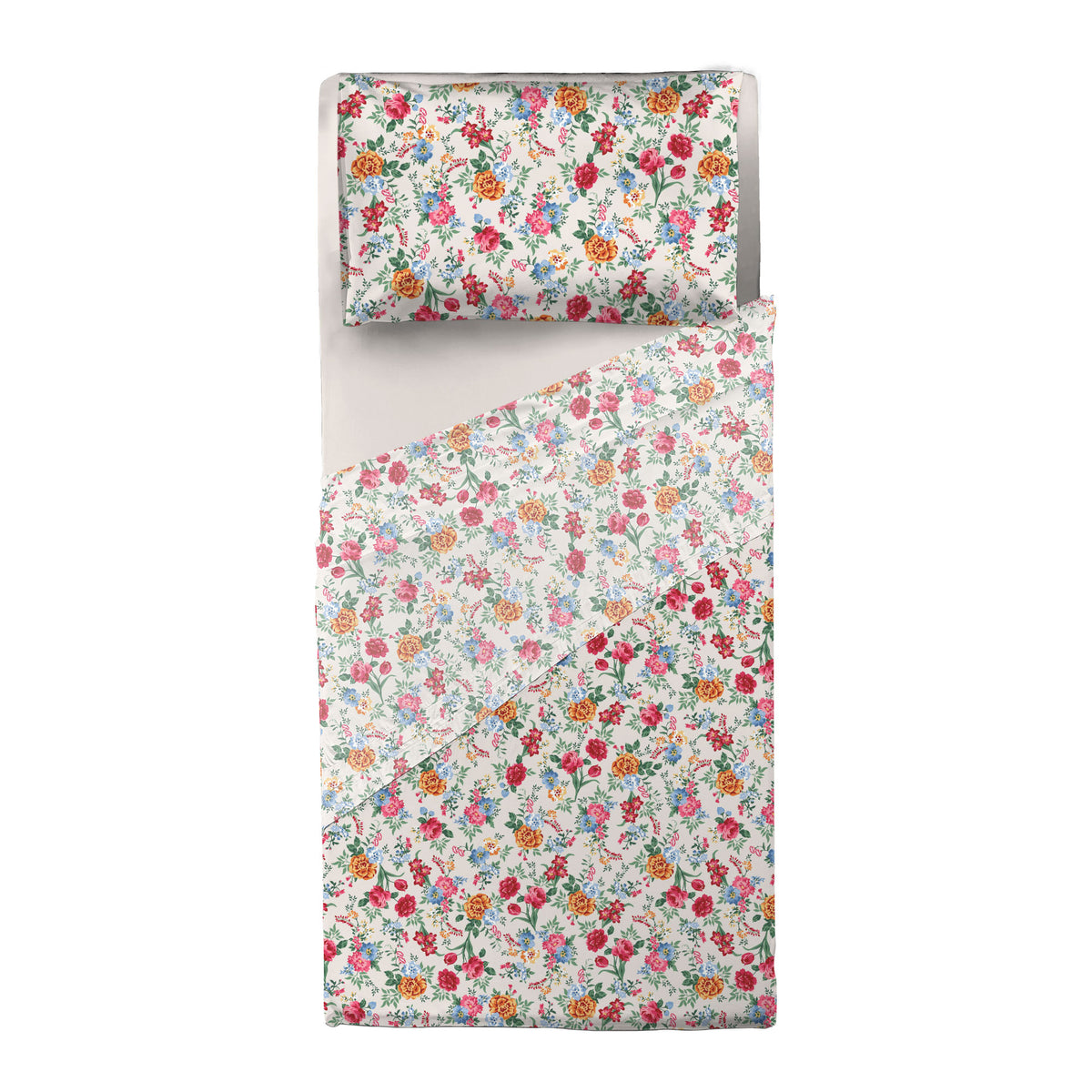 Completo Letto Singolo in Cotone con Stampa - Fantasia Secret Garden Debby Beige