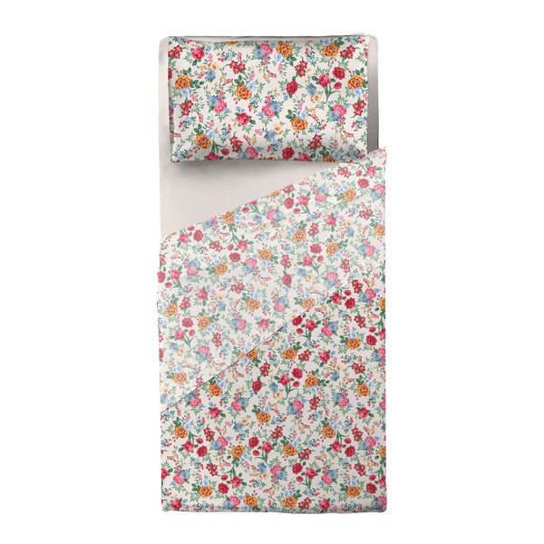 Completo Letto Singolo in Cotone con Stampa - Fantasia Secret Garden Debby Beige