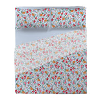 Completo Letto Matrimoniale in Cotone con Stampa - Fantasia Secret Garden Debby Light Blue