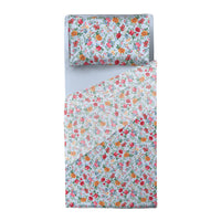 Completo Letto Singolo in Cotone con Stampa - Fantasia Secret Garden Debby Light Blue