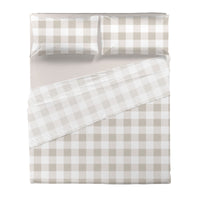 Completo Letto Matrimoniale in Cotone con Stampa - Fantasia Secret Garden Leonard Beige