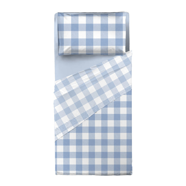 Completo Letto Singolo in Cotone con Stampa - Fantasia Secret Garden Leonard Light Blue
