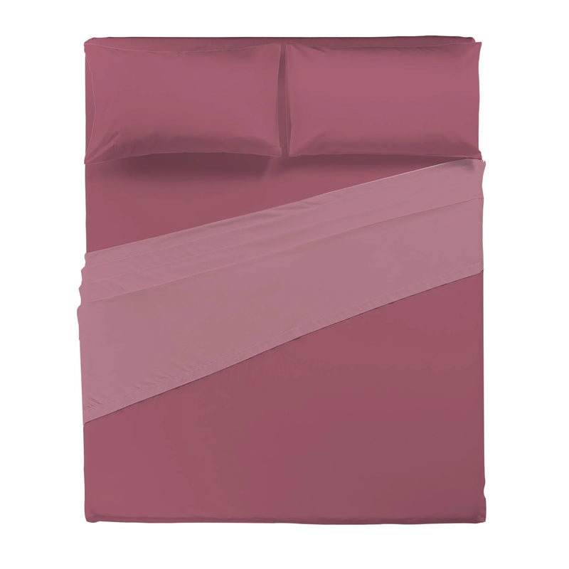 Completo Letto Matrimoniale in Cotone - Tinta Unita Burgundy - Amo La Casa Shop