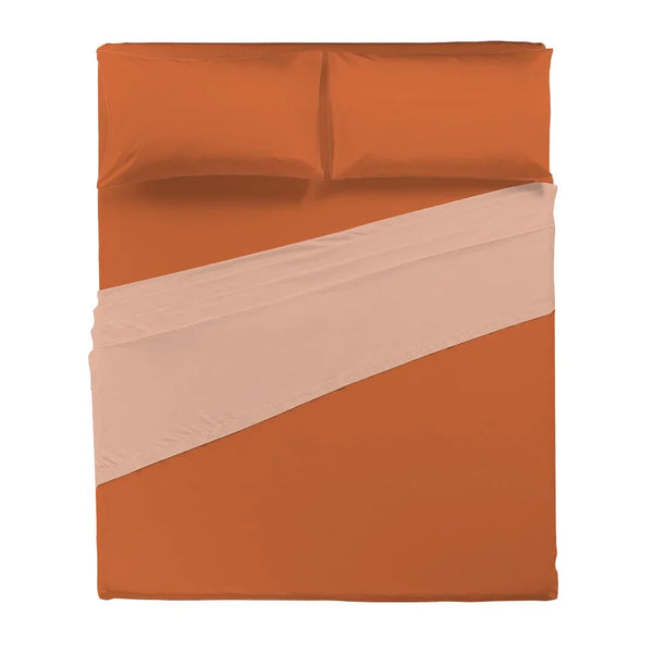 Completo Letto Matrimoniale in Cotone - Tinta Unita Rust - Amo La Casa Shop