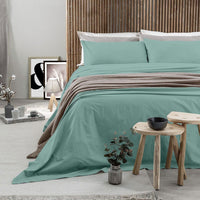 Completo Letto Matrimoniale in Cotone - Tinta Unita Verde Chiaro - Amo La Casa Shop