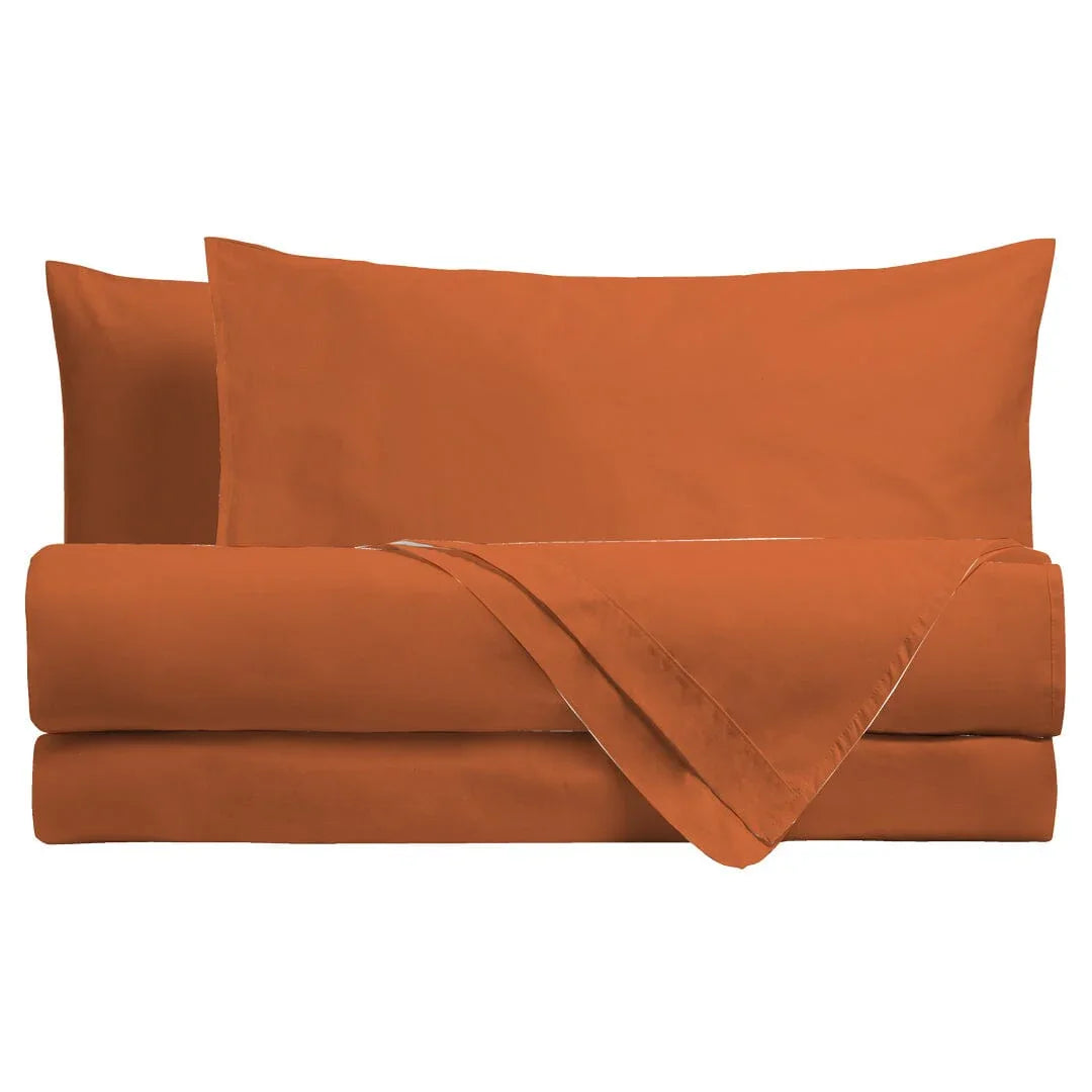 Completo Letto Matrimoniale in Cotone - Tinta Unita Rust - Amo La Casa Shop