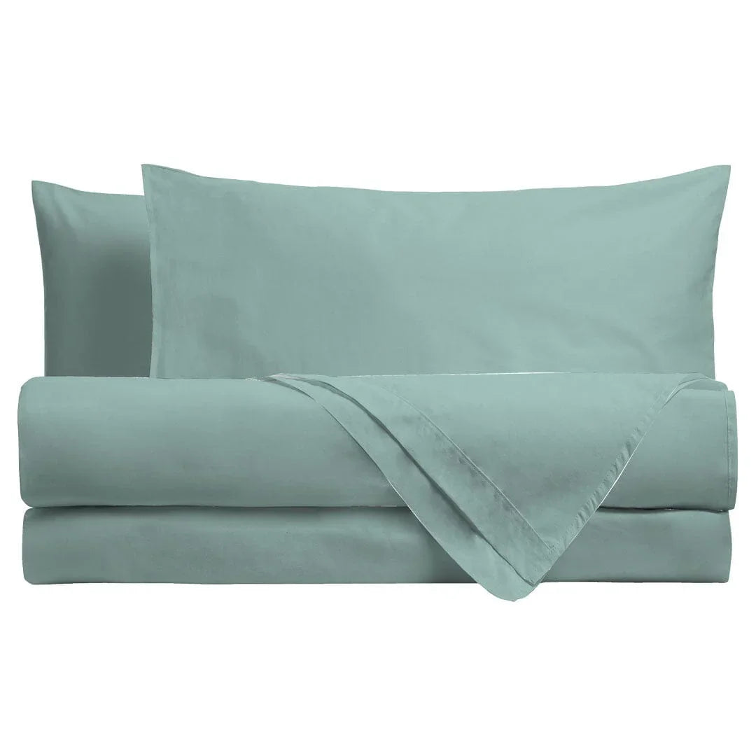 Completo Letto Matrimoniale in Cotone - Tinta Unita Verde Chiaro - Amo La Casa Shop
