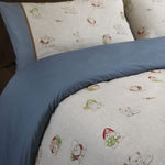 THUN® Completo Letto Matrimoniale con Stampa Digitale - Fantasia Inverno Incantato Gnomes Blue