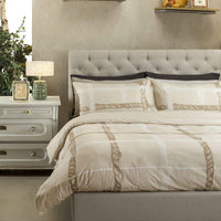 THUN® Completo Letto Matrimoniale con Stampa Digitale - Fantasia Abbracciami Treccia Beige - Amo La Casa Shop