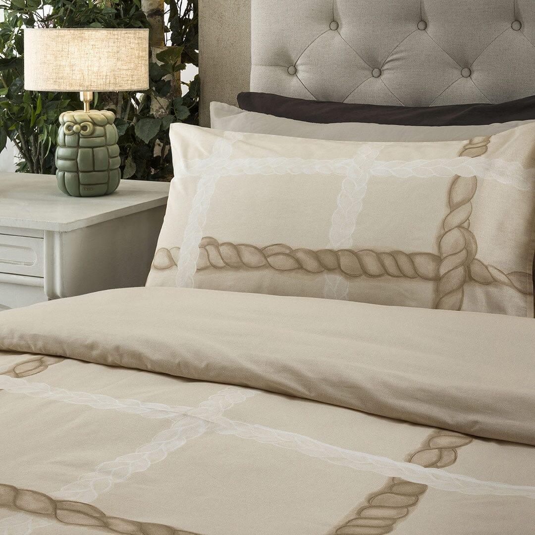 THUN® Completo Letto Matrimoniale con Stampa Digitale - Fantasia Abbracciami Treccia Beige - Amo La Casa Shop