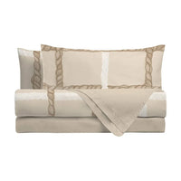 THUN® Completo Letto Matrimoniale con Stampa Digitale - Fantasia Abbracciami Treccia Beige - Amo La Casa Shop