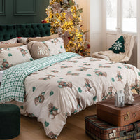 Parure Copripiumino Piazza e Mezza in Cotone con Stampa  - Fantasia Softy Bear Orsetti Red