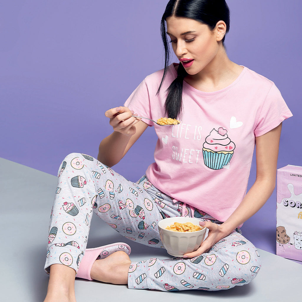 Pigiama Lungo da Donna Breakfast Lover Dalila Rosa - Amo La Casa Shop