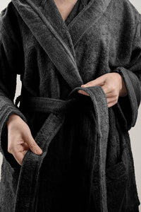 LUXURY COLLECTION DI MAESTRO Accappatoio in Puro Cotone con Cappuccio - Tinta Unita Antracite - Amo La Casa Shop