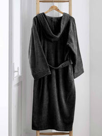 LUXURY COLLECTION DI MAESTRO Accappatoio in Puro Cotone con Cappuccio - Tinta Unita Antracite - Amo La Casa Shop