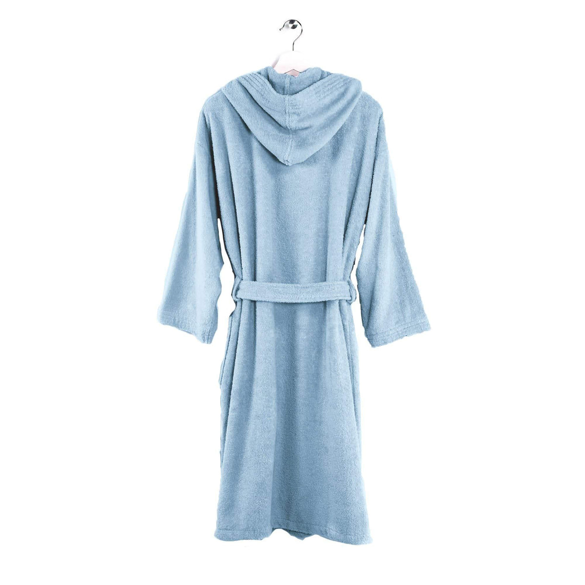 LUXURY COLLECTION DI MAESTRO Accappatoio in Puro Cotone con Cappuccio - Tinta Unita Azzurro - Amo La Casa Shop