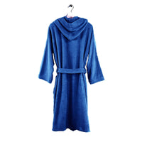 LUXURY COLLECTION DI MAESTRO Accappatoio in Puro Cotone con Cappuccio - Tinta Unita Blu - Amo La Casa Shop