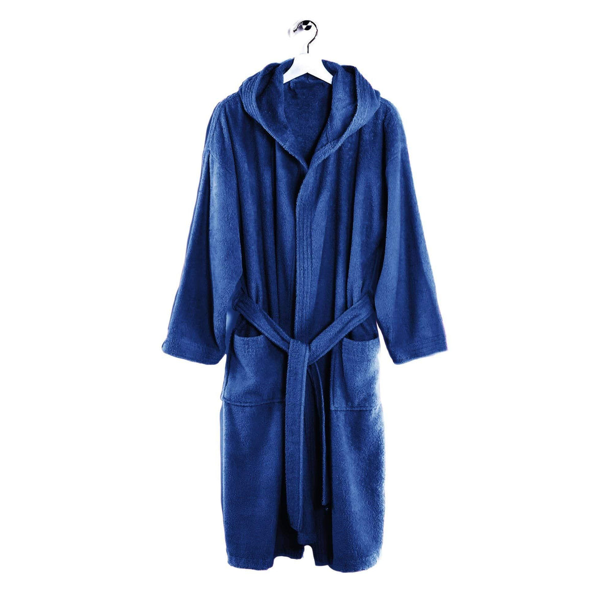 LUXURY COLLECTION DI MAESTRO Accappatoio in Puro Cotone con Cappuccio - Tinta Unita Blu - Amo La Casa Shop
