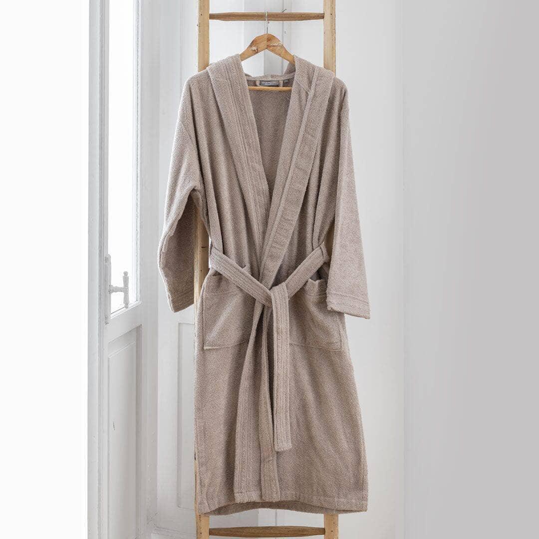 LUXURY COLLECTION DI MAESTRO Accappatoio in Puro Cotone con Cappuccio - Tinta Unita Tortora - Amo La Casa Shop