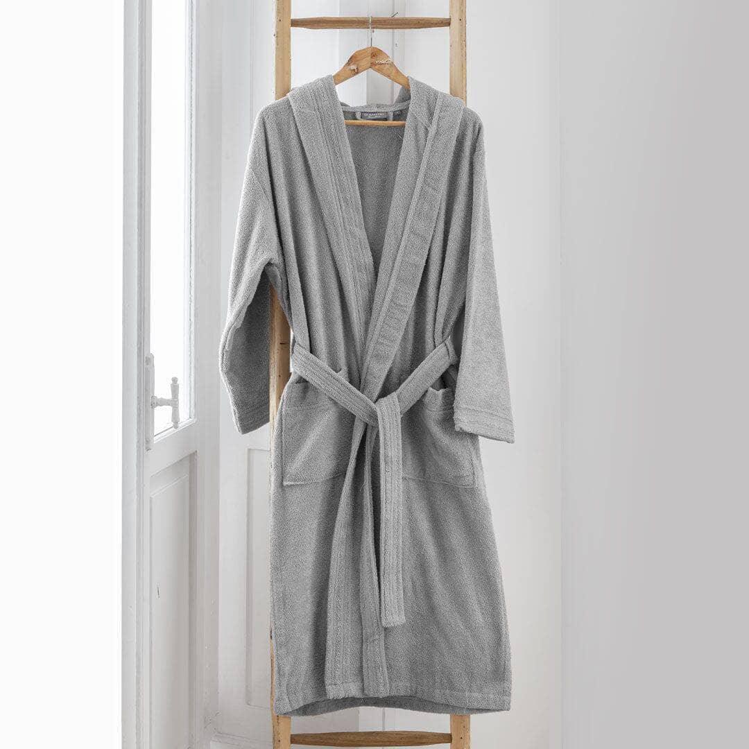 LUXURY COLLECTION DI MAESTRO Accappatoio in Puro Cotone con Cappuccio - Tinta Unita Grigio - Amo La Casa Shop