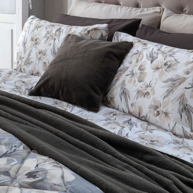 Completo Letto Matrimoniale in Flanella - Fantasia Florian Beige