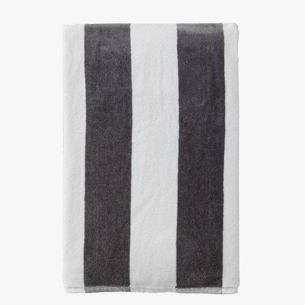 Telo Mare/Piscina Capri Rigato Velour 100% Cotone Grigio Scuro - Amo La Casa Shop