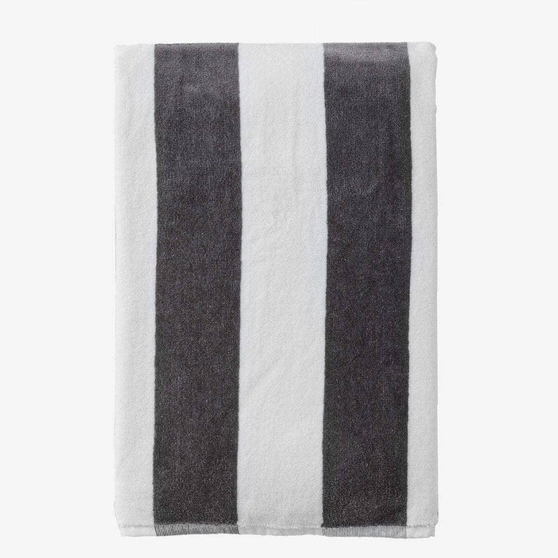 Telo Mare/Piscina Capri Rigato Velour 100% Cotone Grigio Scuro - Amo La Casa Shop