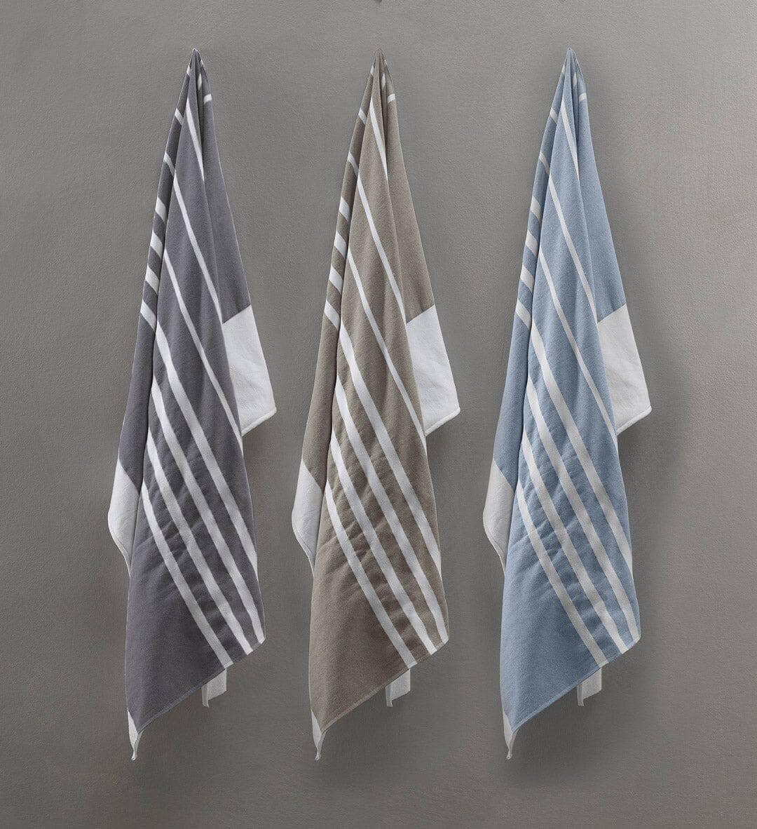 Telo Mare/Piscina Sorrento Rigato Fouta 100% Cotone Grigio Scuro - Amo La Casa Shop