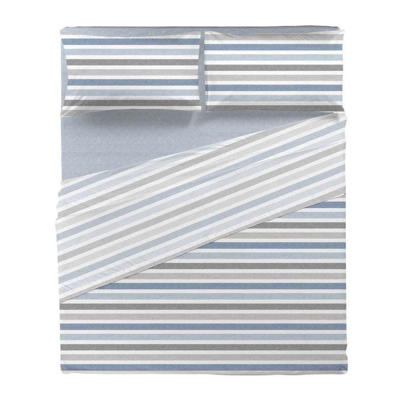 Completo Letto Matrimoniale Basic - Fantasia Edwin Blue