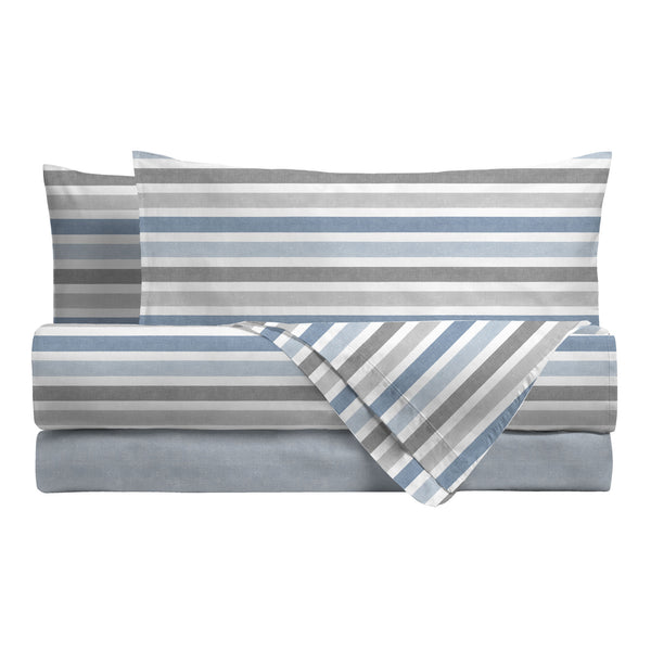 Completo Letto Matrimoniale Basic - Fantasia Edwin Blue