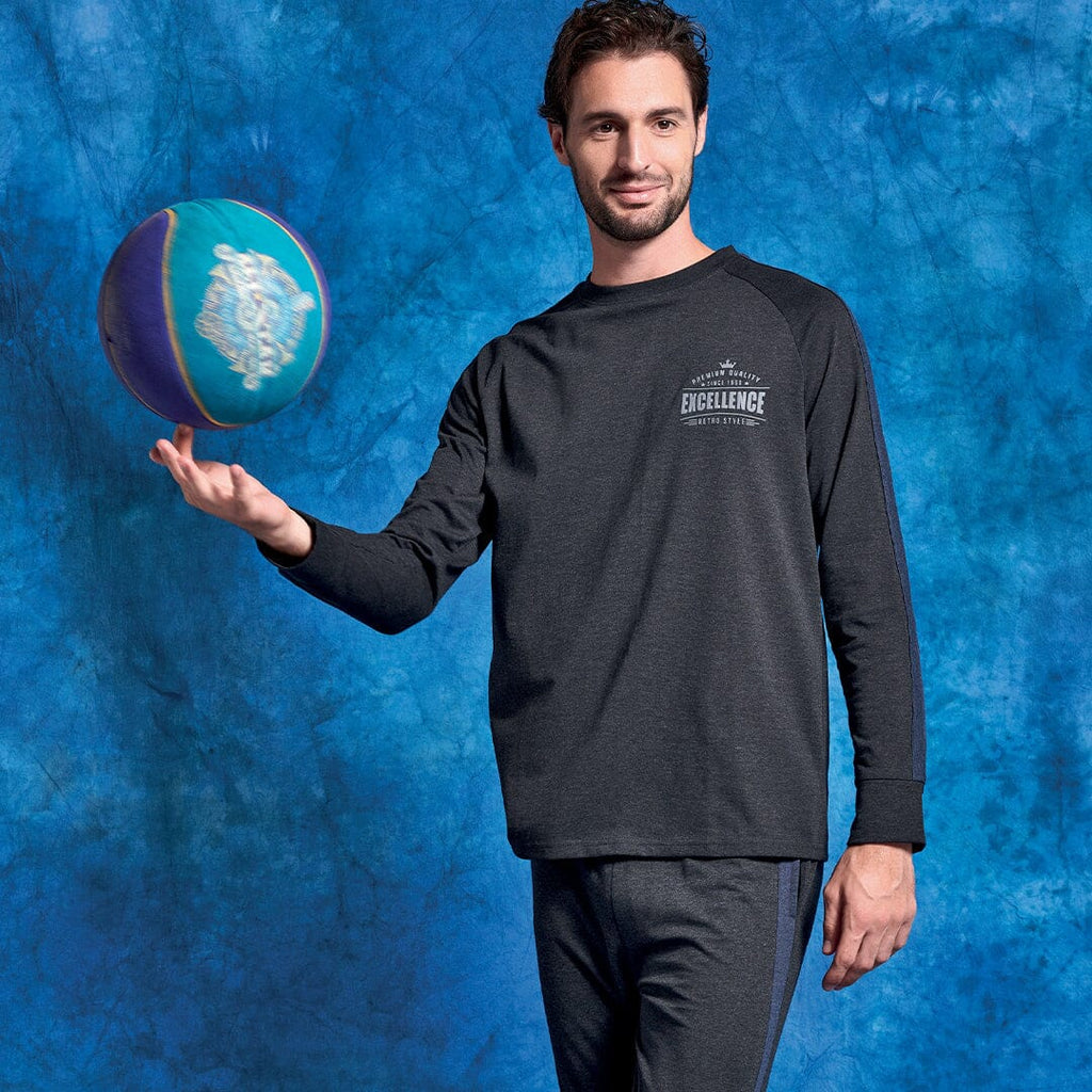 Pigiama Lungo Uomo Jordan Dark Grey Melange - Amo La Casa Shop