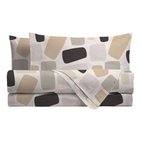 Parure Copripiumino Matrimoniale in Cotone Contemporary - Fantasia Freij Beige - Amo La Casa Shop