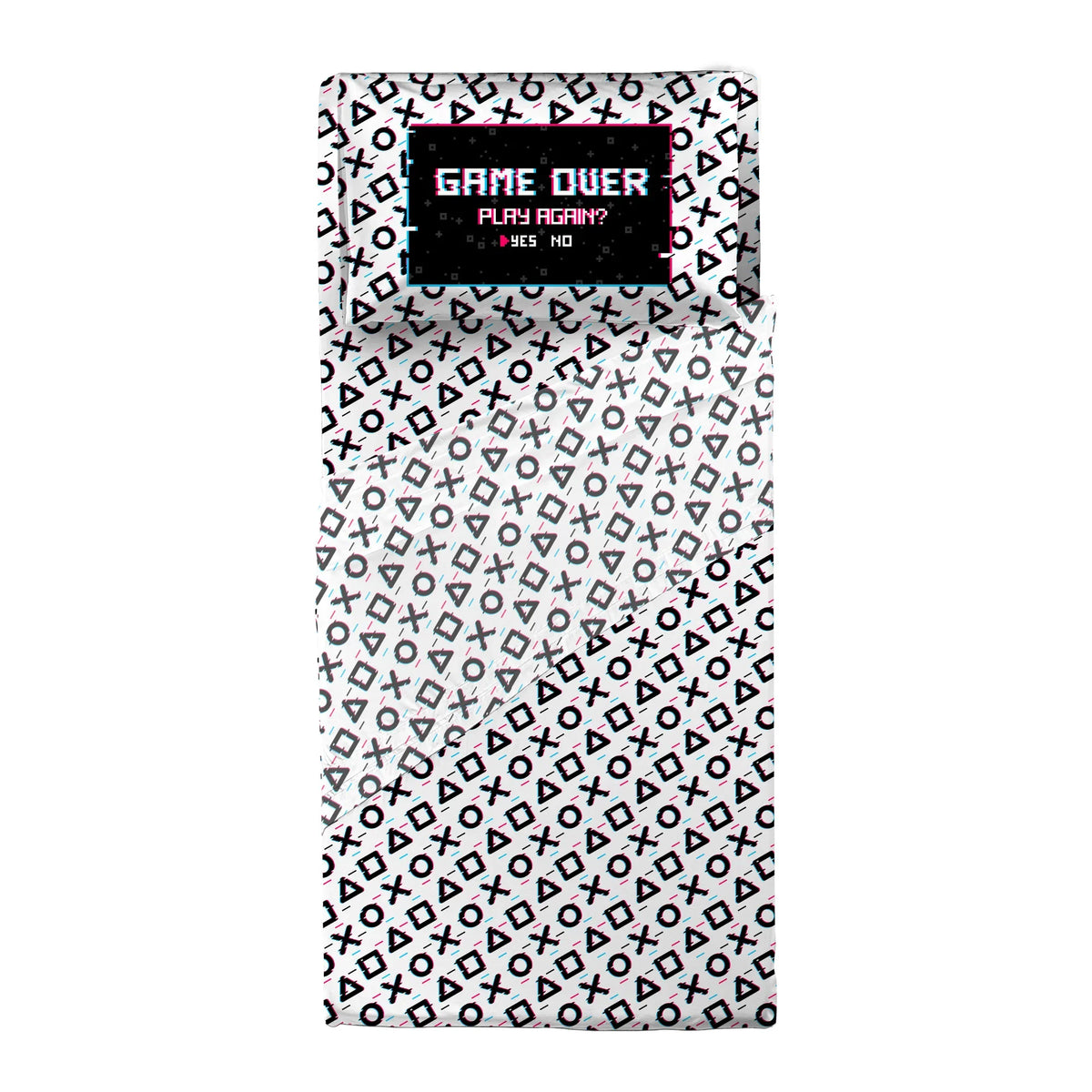 Completo Letto Singolo Kids in Cotone Game Over White - Amo La Casa Shop