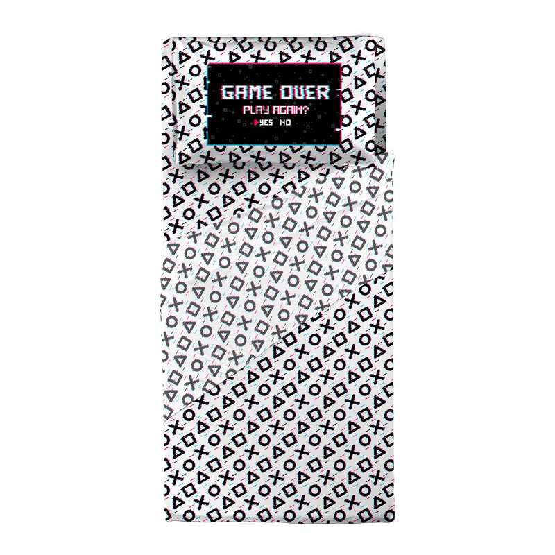 Completo Letto Singolo Kids in Cotone Game Over White - Amo La Casa Shop
