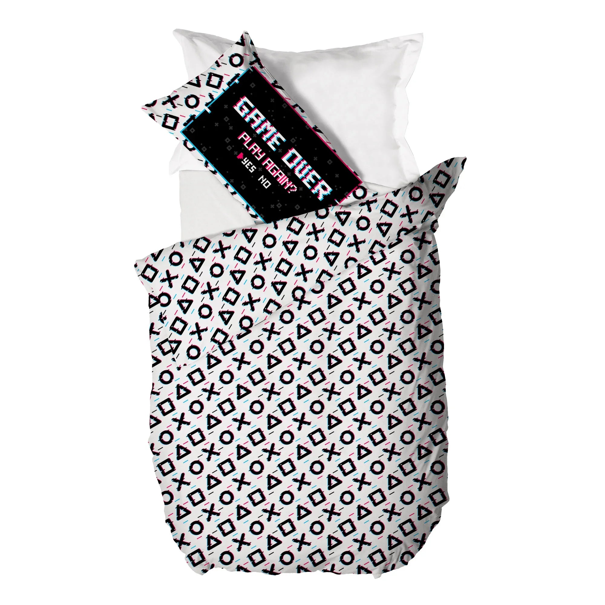 Parure Copripiumino Singolo Kids in Cotone Game Over White - Amo La Casa Shop