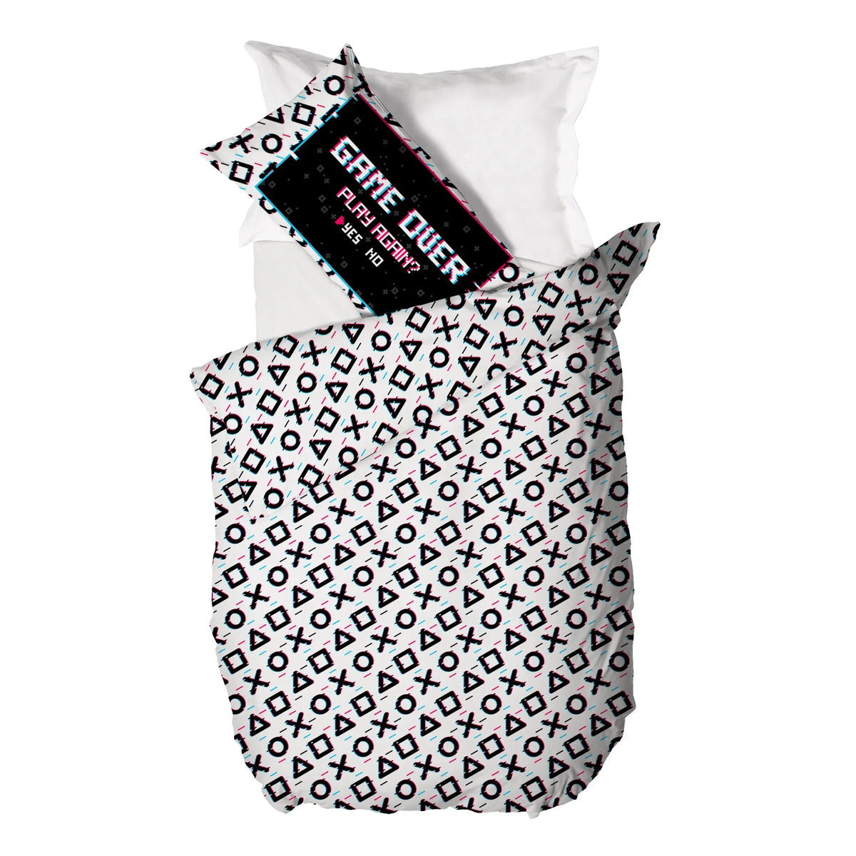 Parure Copripiumino Singolo Kids in Cotone Game Over White - Amo La Casa Shop