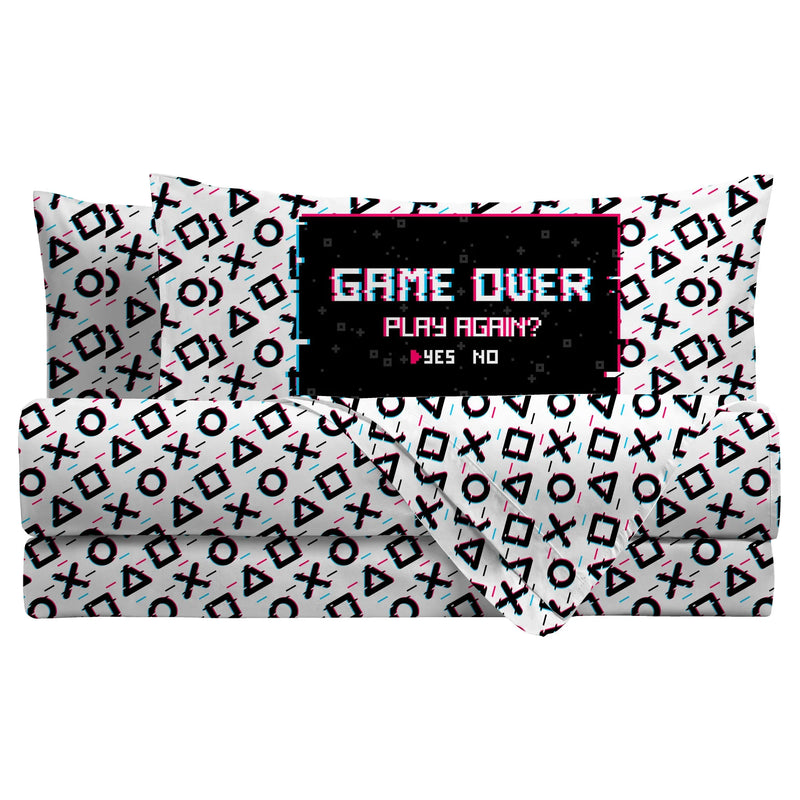 Completo Letto Singolo Kids in Cotone Game Over White - Amo La Casa Shop