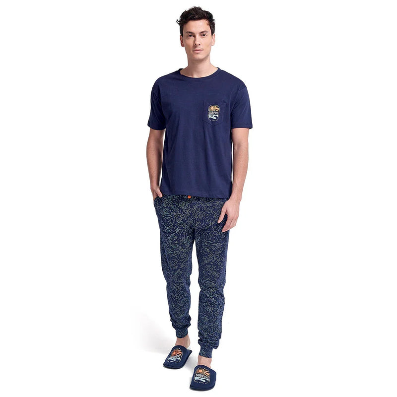 Pigiama Lungo da Uomo Surf Rider Gerry Blu - Amo La Casa Shop