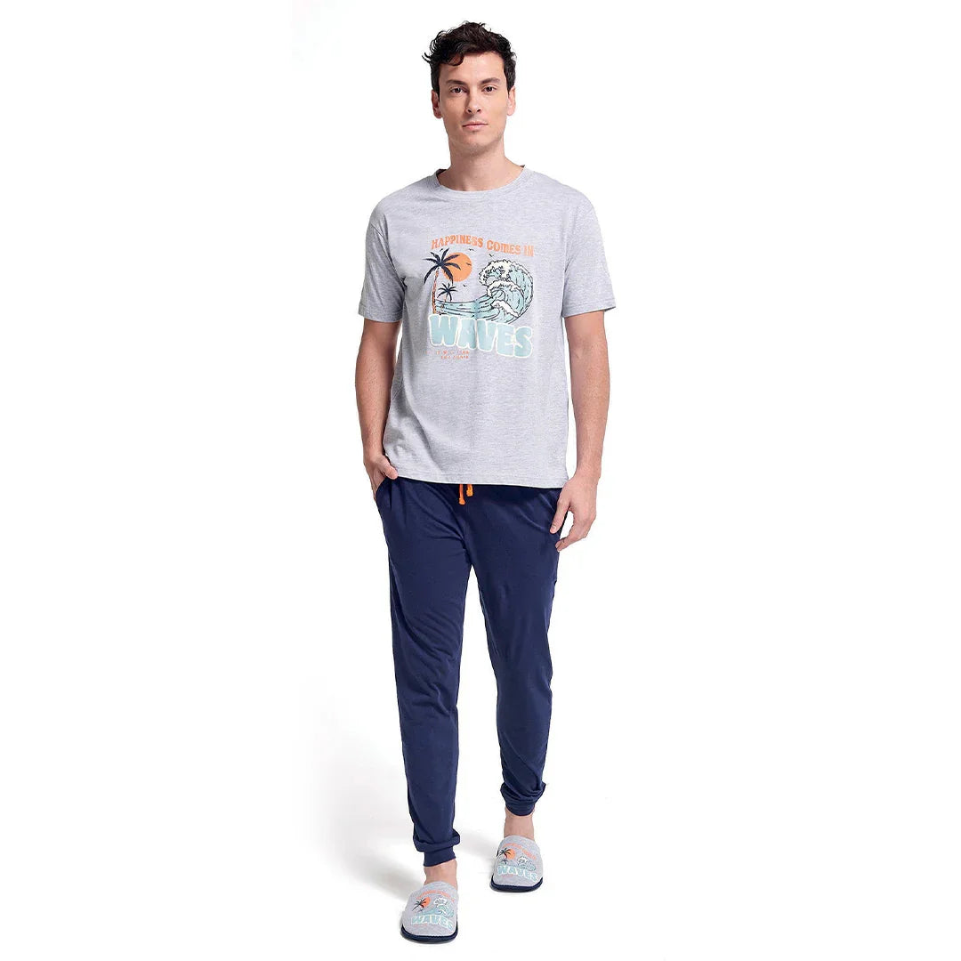 Pigiama Lungo da Uomo Surf Rider Gerry Grigio - Amo La Casa Shop