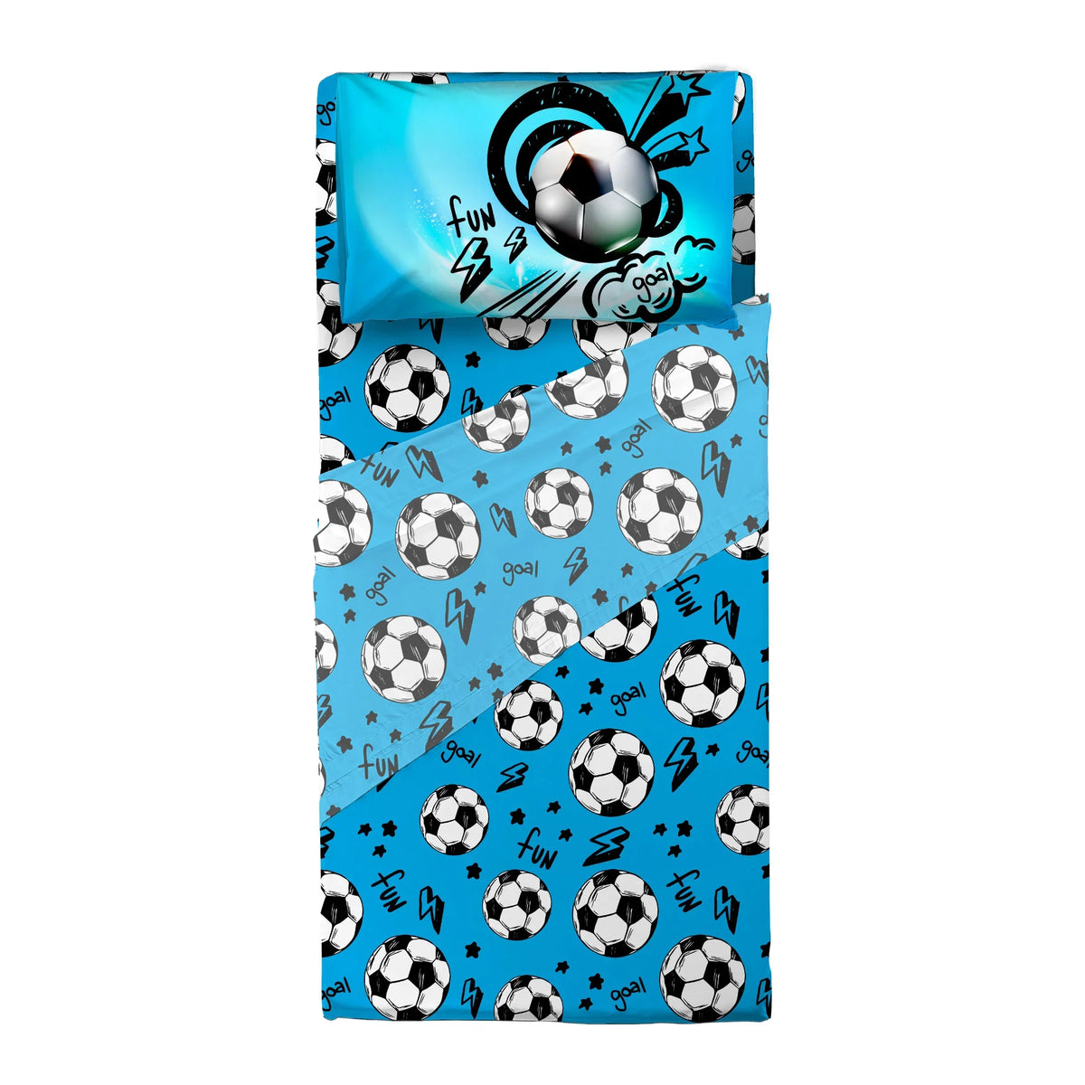 Completo Letto Singolo Kids in Cotone Goal Blue - Amo La Casa Shop
