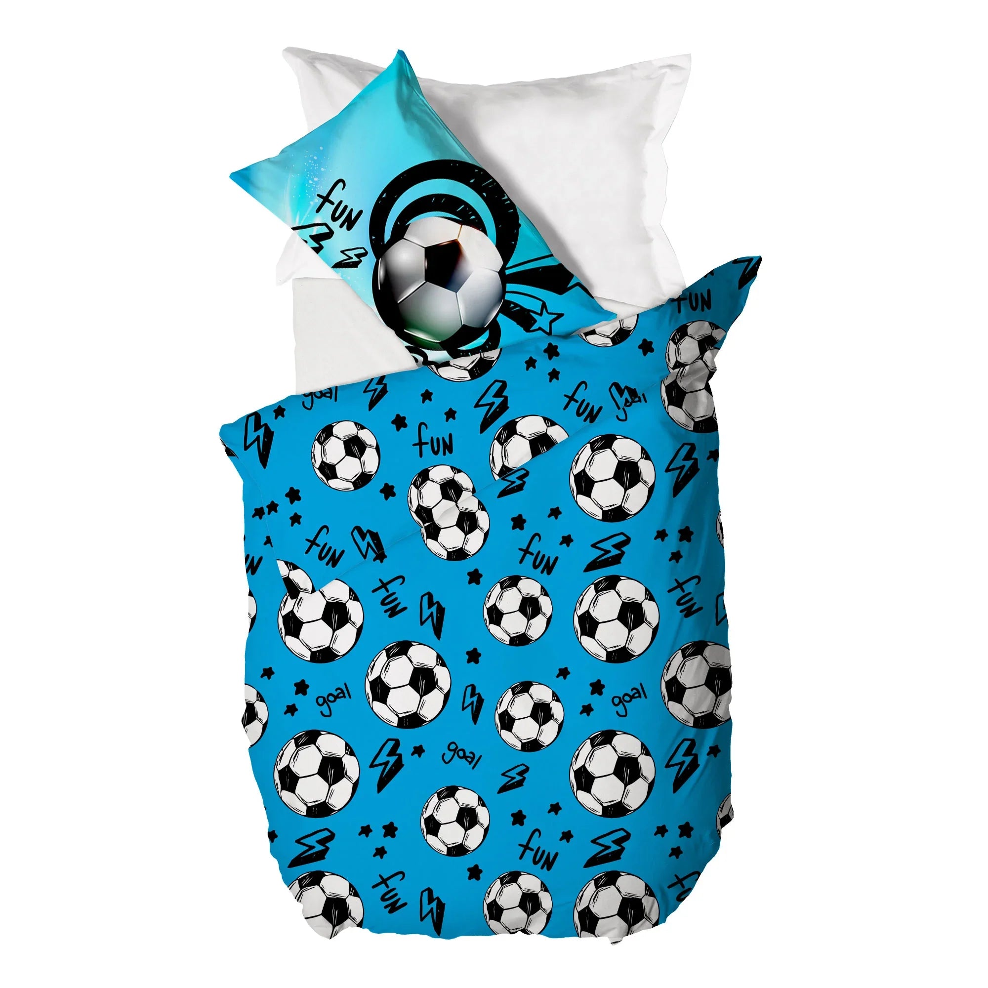 Parure Copripiumino Singolo Kids in Cotone Goal Blue - Amo La Casa Shop