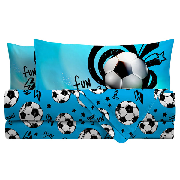 Parure Copripiumino Singolo Kids in Cotone Goal Blue - Amo La Casa Shop