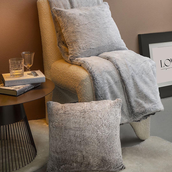 Happidea Coperta Fur 250x200 cm Tinta Unita Grey