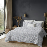 Happidea Completo Letto Matrimoniale in Flanella di Cotone con Stampa Adelia Sky Grey