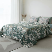 Happidea Trapunta Matrimoniale Soffice con Stampa Gwen Teal