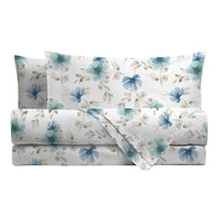 Completo Letto Matrimoniale Softy Yarn con Stampa - Fantasia Heidi Teal