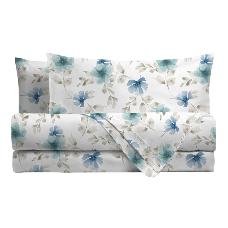 Completo Letto Matrimoniale Softy Yarn con Stampa - Fantasia Heidi Teal