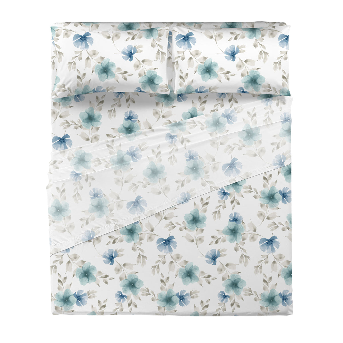 Completo Letto Matrimoniale Softy Yarn con Stampa - Fantasia Heidi Teal