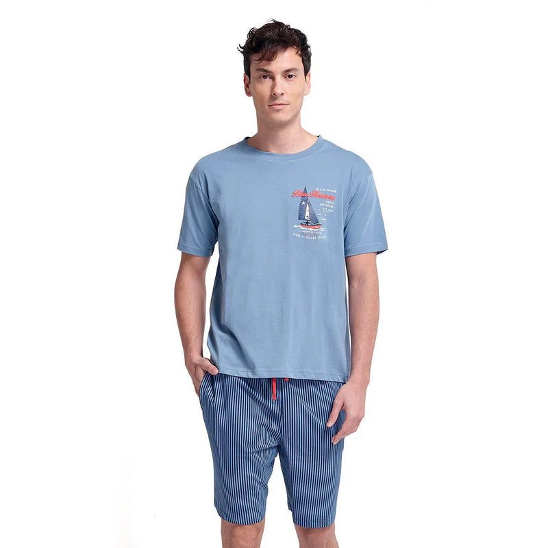Pigiama da Uomo Ocean Drive Hurricane Azzurro - Amo La Casa Shop