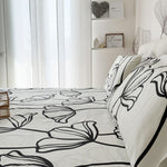 Completo Letto Piazza e Mezza in Puro Cotone con Stampa Contemporary - Fantasia Inga Black